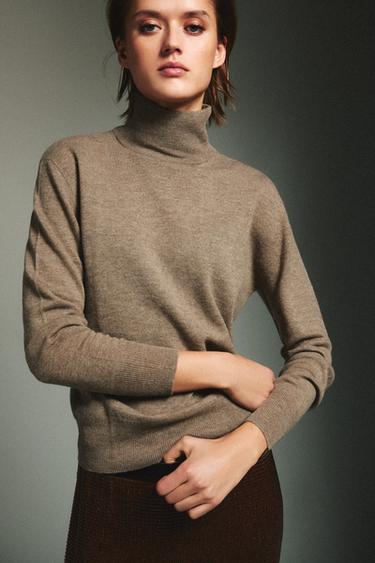 100% EXTRA SOFT WOOL JUMPER - Brown / Taupe by Zara