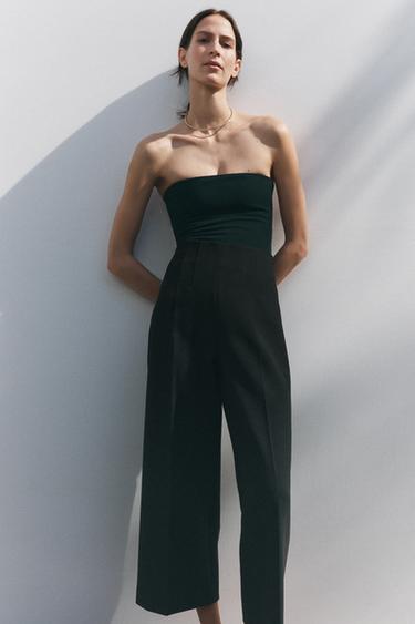 ZW COLLECTION HIGH-WAIST CULOTTE TROUSERS - Black by Zara
