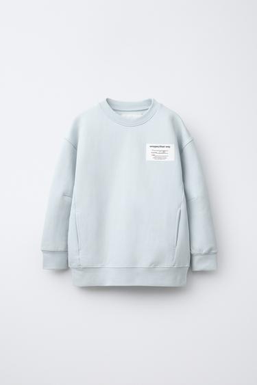 SPORTY HOODIE WITH LABEL - Light blue by Zara - Image 0