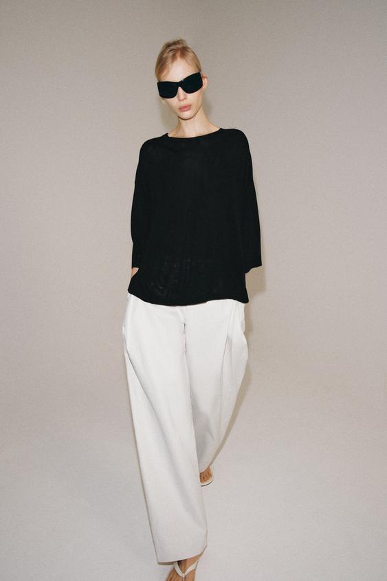 3/4 SLEEVE KNIT TOP - Black by Zara - Image 0