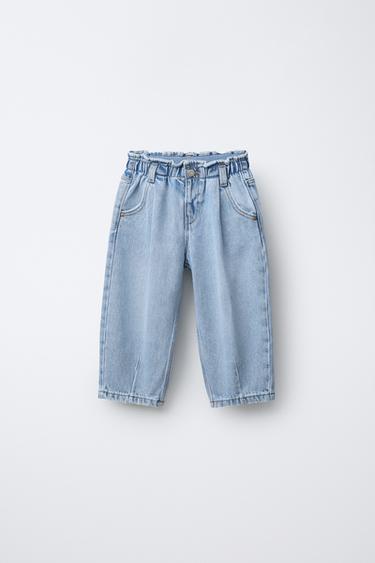 BAGGY PAPERBAG JEANS - Light blue by Zara