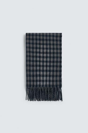 CHECK SCARF - Blue grey by Zara