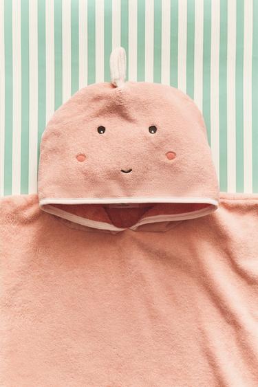CHILDREN'S VELOUR FISH BEACH PONCHO - Coral by Zara