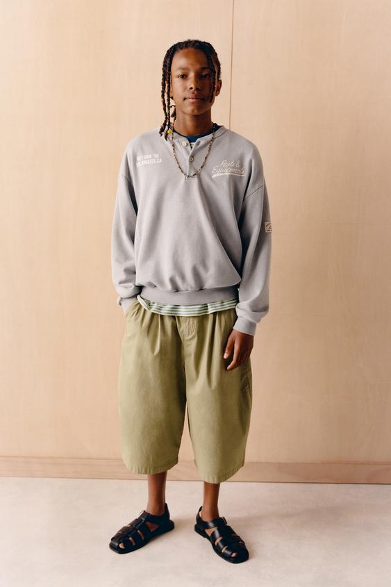 POPLIN BARREL BERMUDA SHORTS - Khaki by Zara - Image 0