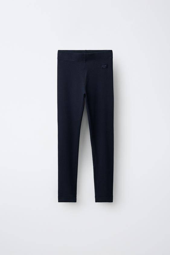 RIBBED LEGGINGS WITH LABEL - Navy blue by Zara - Image 0