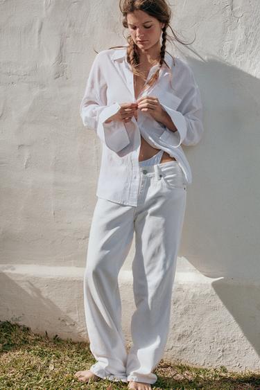 OVERSIZE GAUZE SHIRT WITH POCKET - White by Zara
