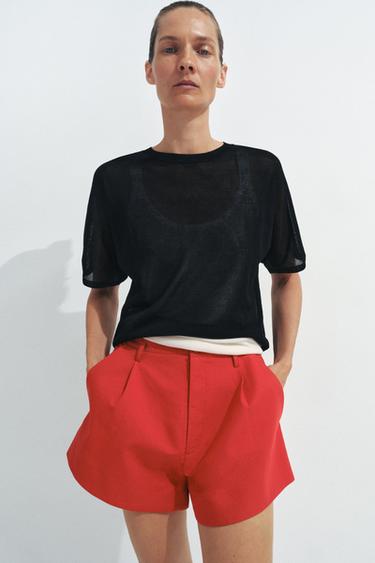ZW COLLECTION BERMUDA SHORTS WITH DARTS - Intense red by Zara