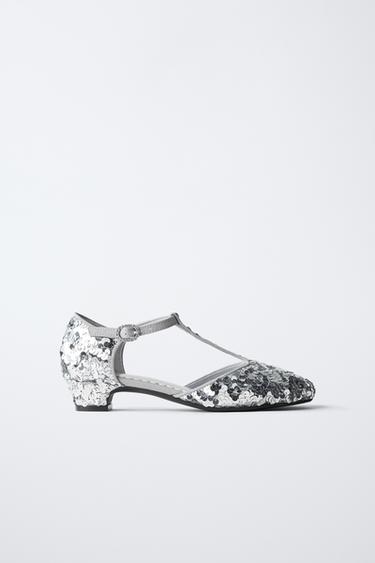SEQUIN HIGH-HEEL SHOES - Silver by Zara