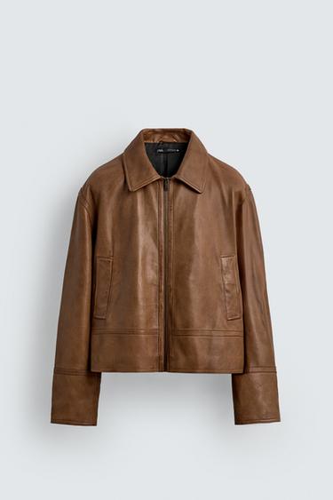 LIMITED EDITION LEATHER JACKET - Brown by Zara