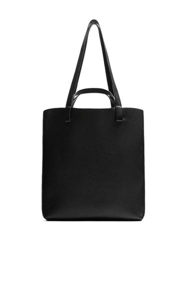 LEATHER TOTE BAG - Black by Zara