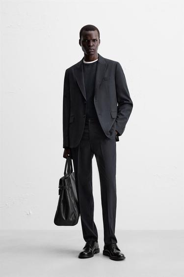 HERRINGBONE SUIT BLAZER - Navy blue by Zara - Image 0