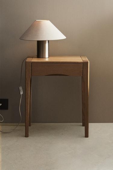 OAK BEDSIDE TABLE WITH DRAWER - Light beige by Zara