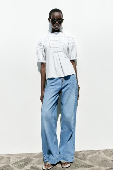 RAMIE SHIRT WITH LACE TRIM - White by Zara - Image 0