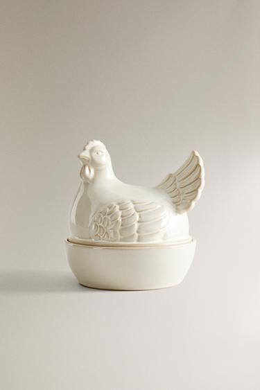CERAMIC HEN STORAGE JAR - Cream by Zara - Image 0