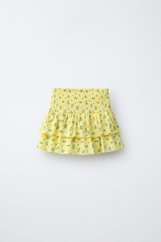 FLORAL RUFFLED SKORT - Yellow by Zara - Image 0