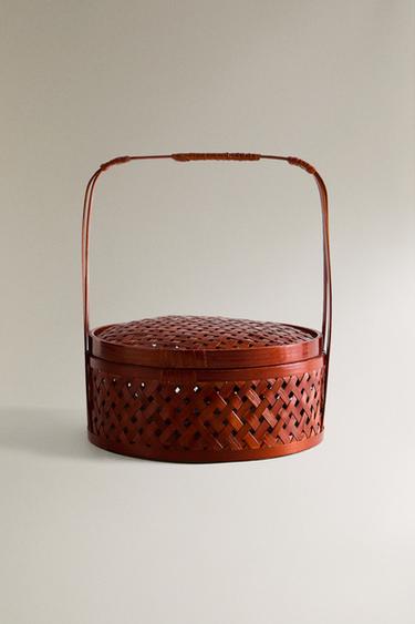 BAMBOO BREAD BASKET - Maroon by Zara - Image 0