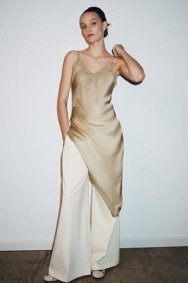 ZW COLLECTION ASYMMETRIC SATIN DRESS - Light beige by Zara