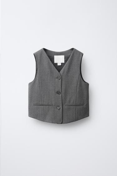 PINSTRIPE WAISTCOAT - Anthracite grey by Zara