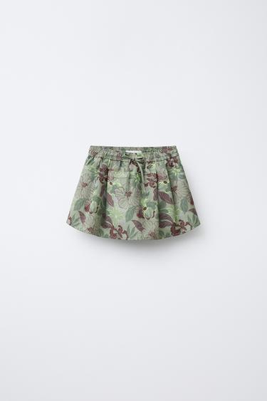 LEAF PRINT BERMUDA SKORT - Khaki by Zara - Image 0