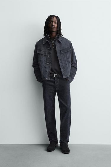 STRAIGHT-LEG CORDUROY TROUSERS - Blue by Zara