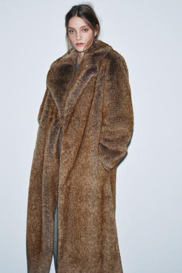 FAUX FUR COAT ZW COLLECTION LIMITED EDITION - Bronze by Zara