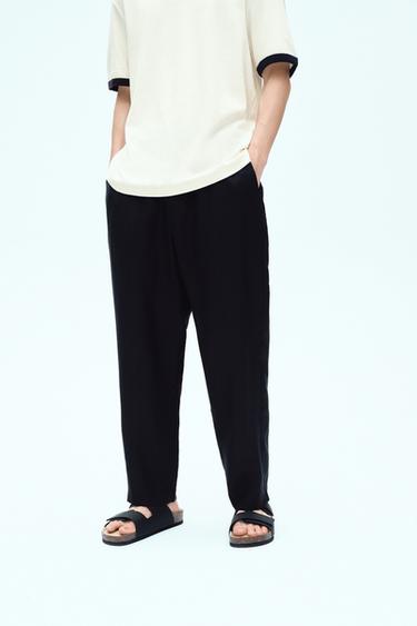 100% LINEN TROUSERS - Black by Zara
