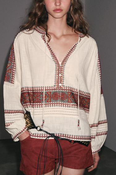 EMBROIDERED BLOUSE ZW COLLECTION - Multicoloured by Zara