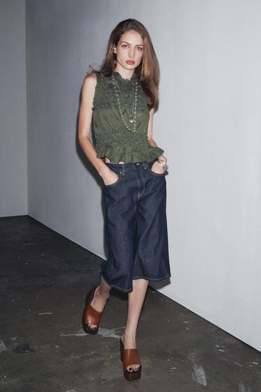 ZW COLLECTION BEADED TOP - Grey green by Zara - Image 0