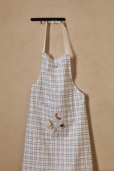 RESIN-COATED BREAKFAST PRINT APRON - White by Zara