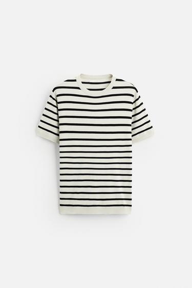 VISCOSE BLEND KNIT T-SHIRT - Stripes by Zara