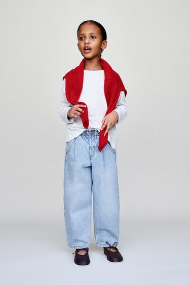 BAGGY PAPERBAG JEANS - Light blue by Zara