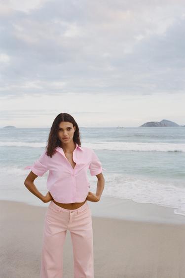 POPLIN SHIRT WITH TIES - Pink by Zara