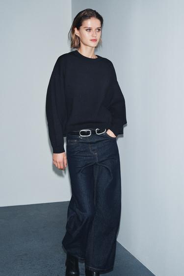 PLAIN KNIT SWEATSHIRT - Navy blue by Zara