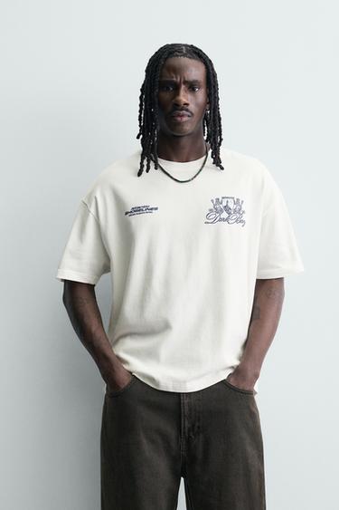 CONTRAST PRINT T-SHIRT - Oyster-white by Zara