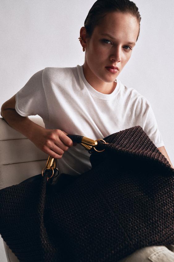 BRAIDED EFFECT MAXI HANDBAG - Chocolate by Zara - Image 0