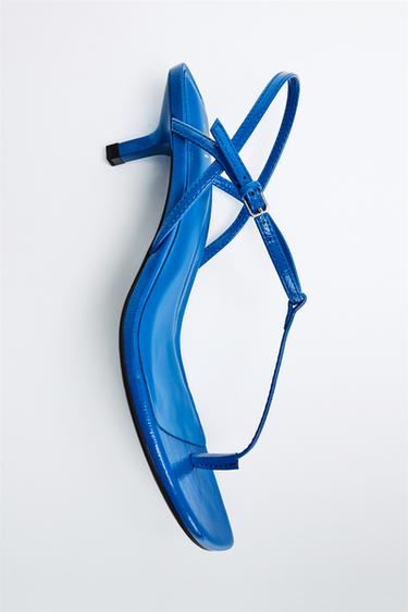 STRAPPY KITTEN HEEL SANDALS - Deep Blue by Zara