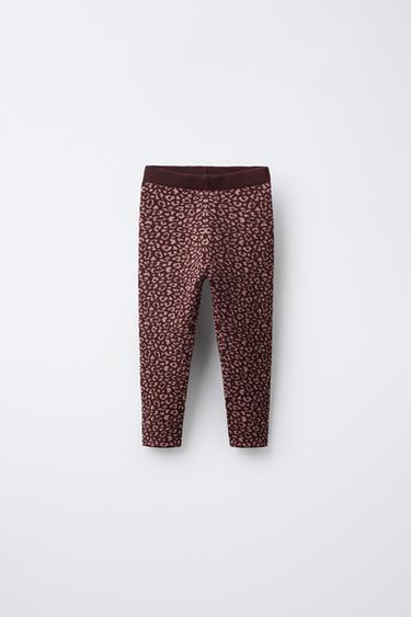 ANIMAL PRINT KNIT LEGGINGS - Pink by Zara