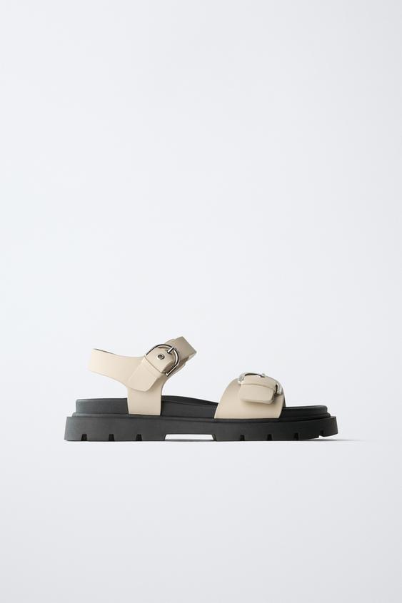 BUCKLED SANDALS - Ecru White by Zara - Image 0
