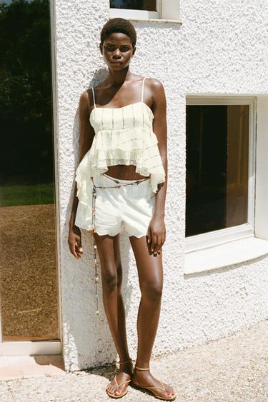 SPLIT SUEDE FLAT SANDALS WITH APPLIQUÉ - SAND/BROWN by Zara - Image 0
