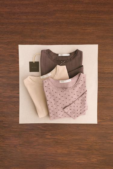 ZARA TIMELESS - THREE-PACK OF RIBBED T-SHIRTS - Ecru by Zara