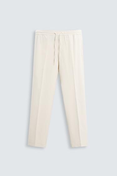 COMFORT FIT JOGGER WAIST TROUSERS - Ecru by Zara