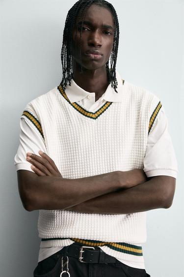 CONTRAST STRIPE KNIT WAISTCOAT - White by Zara