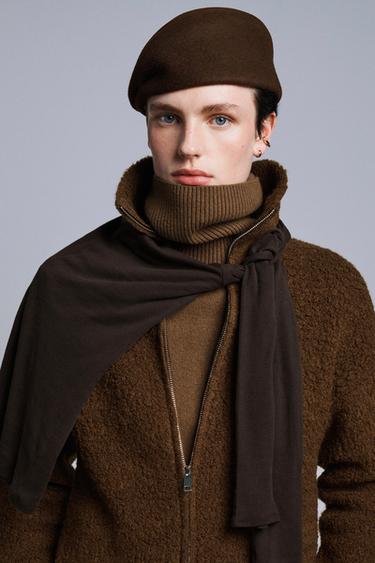 95% WOOL HIGH NECK JUMPER - Light brown by Zara
