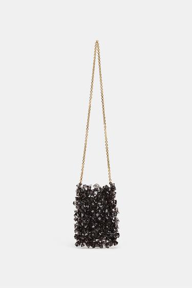 BEADED BUCKET BAG - Black by Zara