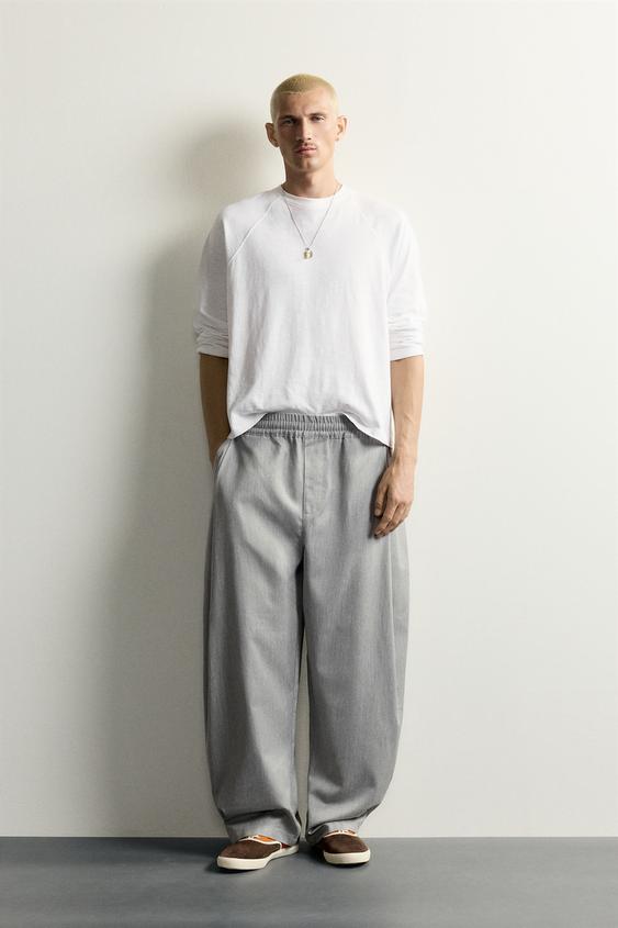 BALLOON FIT TROUSERS WITH SIDE PLEATS - Mid-grey by Zara - Image 0