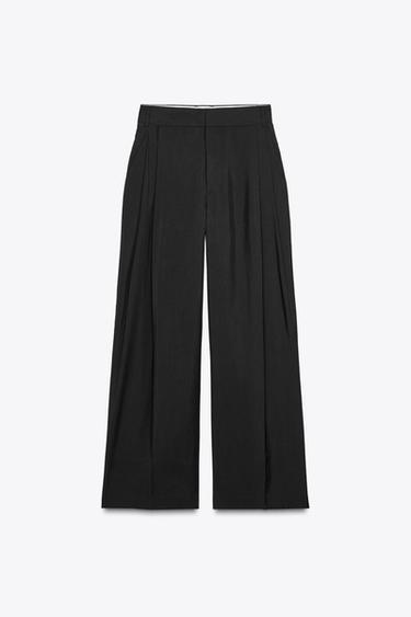 DOUBLE PLEAT TROUSERS WITH FLAPS - Black by Zara