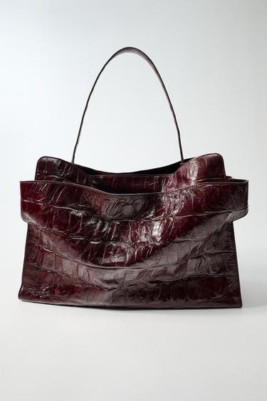 MAXI CITY BAG WITH EMBOSSED LEATHER EFFECT - Plum Purple by Zara