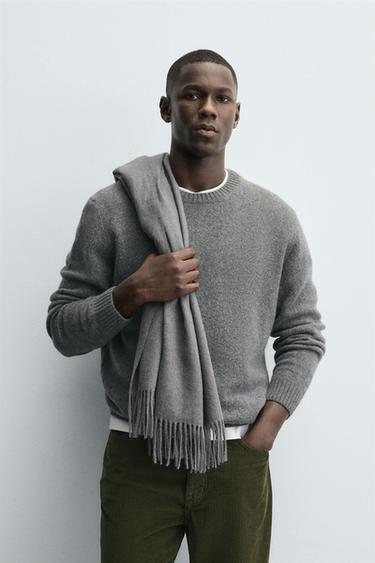REGULAR FIT WOOL BLEND JUMPER - Grey marl by Zara