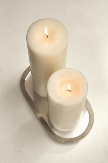 LONG DECORATIVE CYLINDRICAL CANDLE - White by Zara
