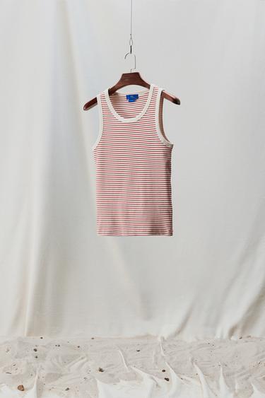 STRIPED JACQUARD TANK TOP X AARON LEVINE - Blue/White by Zara